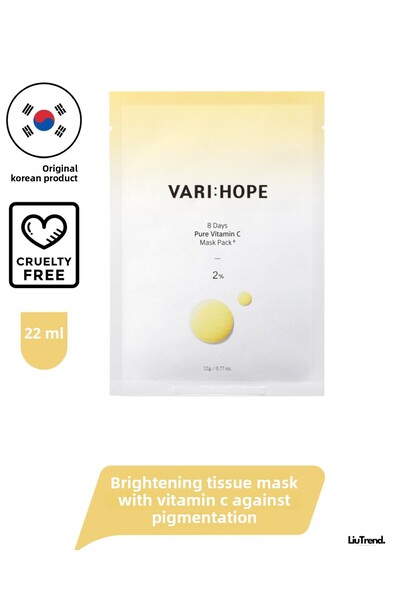 VARI HOPE مجموعة أقنعة تفتيح مفاجئة في 8 أيام مع فيتامين C النقي