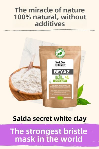 Salda Secret قناع الطين الأبيض الطبيعي للوجه 500 جرام × 2 مسحوق - قناع الطين - الطين العلاجي الهندي