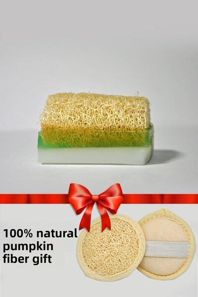 Aytan Home ألياف اليقطين الطبيعية صابون الصبار وحليب الماعز (مع هدية ألياف ال...