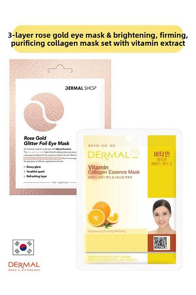 Dermal Rose Gold 3-layer Eye Mask - Brightening, Firming and Purifying Vitamin Extract Collagen