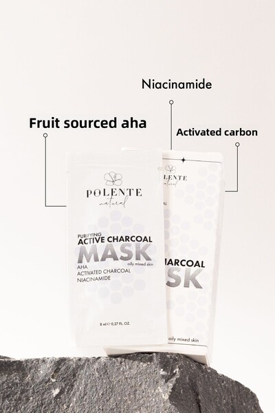 Polente Natural قناع الطين المنقي بالكربون المنشط (8 قطع × 8 مل)