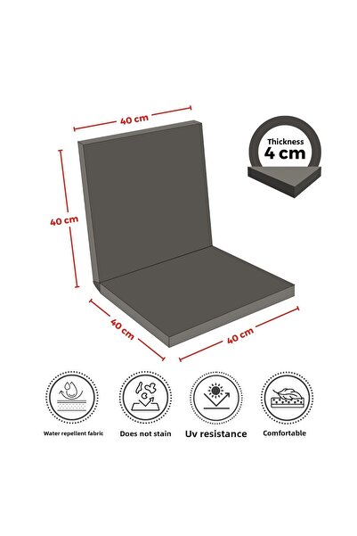 XPERMATE 4-Piece Backrest Chair Cushion Zippered 40X40 Backrest Chair Cushion Anthracite