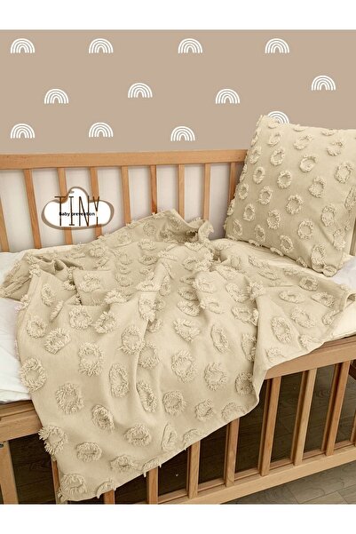 Tinybabyconcept 100% Chenille Pique Pompom Special Design Fabric Baby Swaddle Blanket 100x100 Cm