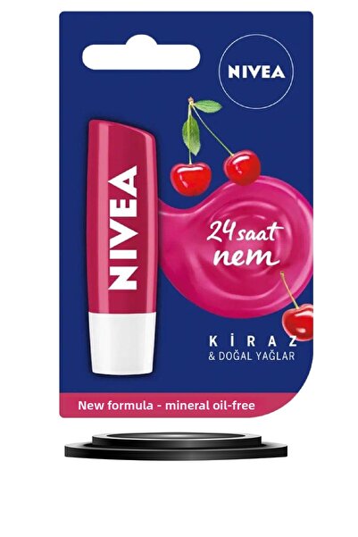 NIVEA كريم العناية بالشفاه بالكرز 4,8 جرام، ترطيب يدوم 24 ساعة، العناية بالشف...