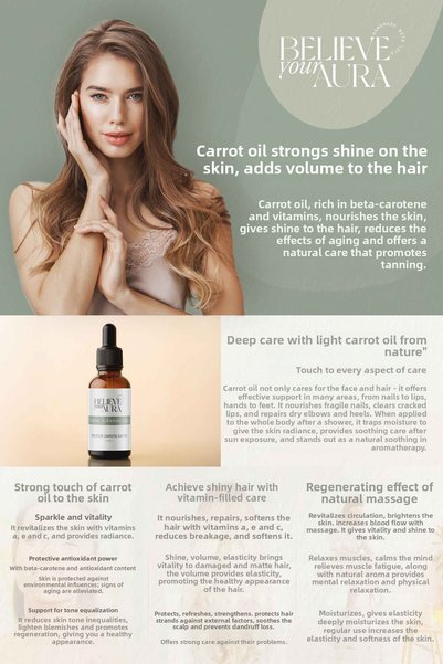 Believe Your Aura 100% Pure Natural Carrot Oil Anti-Bad Skin and Blonde Care 10ml