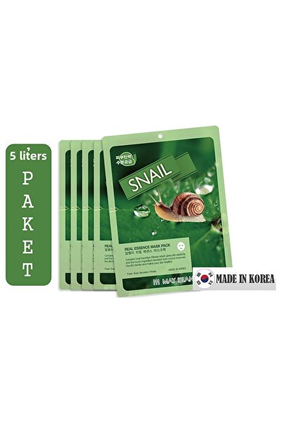 May Island 5-piece Korean Paper Face Mask - Snail Extract, Natural Brightness...
