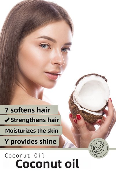 Herbatech Natural Coconut Oil - Intensive Moisturizing Hair and Skin Care Oil 100 ml