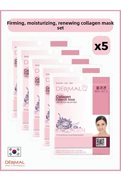 Dermal 5 Pieces of Collagen Mask - 23 Gr, Firming, Moisturizing, Renewing