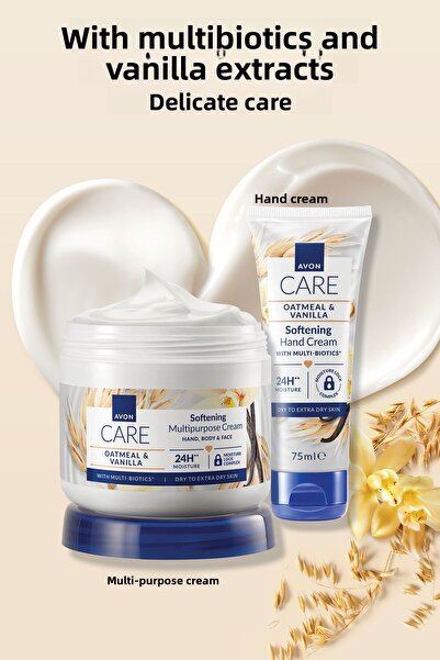 AVON Care Gentle Multi-Biotics & Vanilla Hand Cream with Vitamin E for Dry Skin 75 Ml.