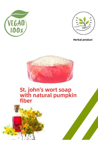 Karşı Köyden صابون نبتة سانت جون من ألياف اليقطين الطبيعية 100 جم