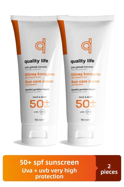 Quality Life عامل حماية من الشمس SPF 50 - منتج شمسي مكون من قطعتين، للبشرة ال...