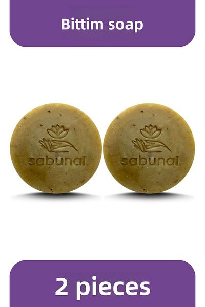 sabunal صابون بيتيم قطعتين - صابون طبيعي مكثف للعناية بالشعر والبشرة لمشاكل البشرة