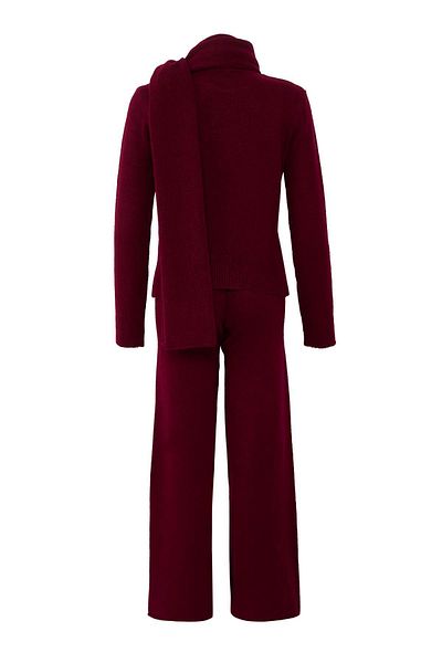Trendyol Collection Burgundy Soft Textured Shawl Sweater-Pants Knitwear Bottom-Top Set Twoaw26Au00005