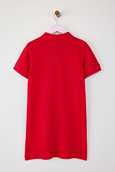 TRENDYOLKIDS Rotes kurzes / Mini-Blumenstrickkleid TKDSS25EL00085