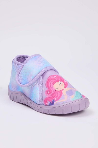 TRENDYOL SHOES Lilac Little Girl's Mermaid Printed Kids Slippers Takaw26Er00001
