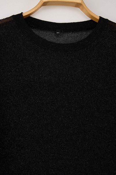 Trendyol Curve Black Corded Tulle Detailed Thin Knitwear Sweater Tbbaw26An00021