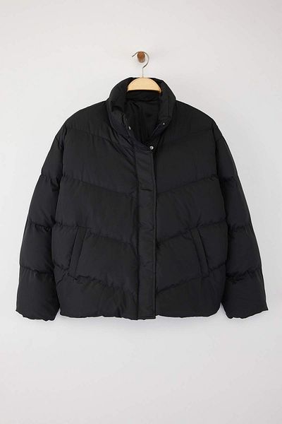 Trendyol Collection Black Regular Fit Water Repellent Inflatable Plus Size Coat Twoaw26Aw00007