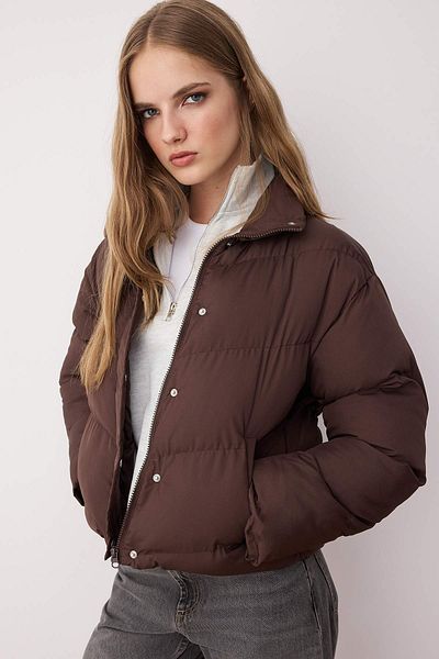 Trendyol Collection Brown Regular Fit Water Repellent Inflatable Coat Twoaw24Mo00048