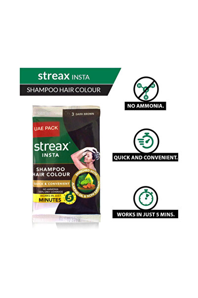 Streax Insta Shampoo Hair Colour 25 Ml - Dark Brown Sachet