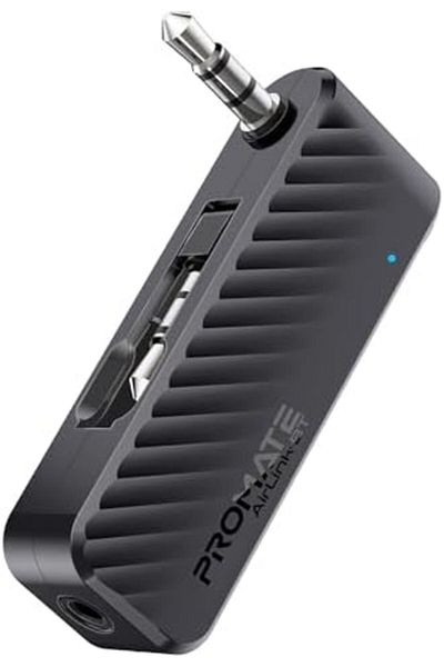 Promate AUX to Bluetooth Audio Transmitter Adapter, Universal for Headphone and all AUX Devices, Sup