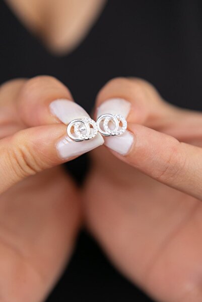 Elika Silver Kadın Iç Içe Halka Model 925 Ayar Gümüş Küpe