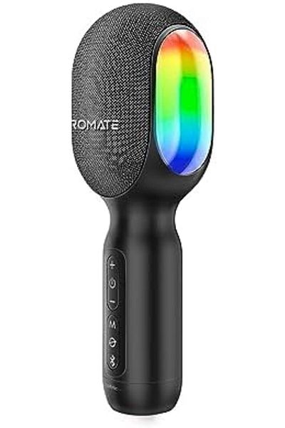 Promate Wireless Bluetooth Karaoke Microphone, Handheld 5-in-1 Karaoke Microphone & Speaker with LED