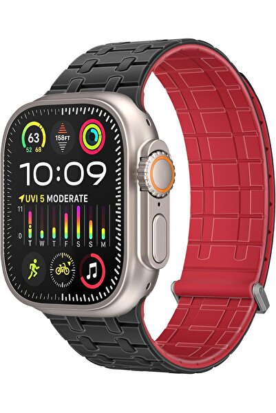 Promate Powerful N52+ Magnetic Apple Watch Band With Metal Safety Loop, Durable Silicone, Compatible