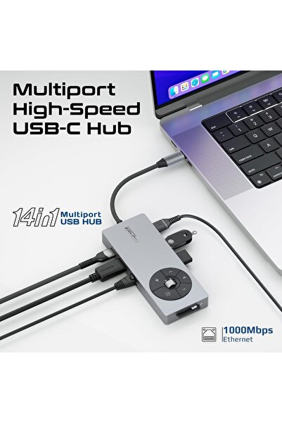 Promate موزع USB-C متعدد المنافذ عالي السرعة 14 في 1