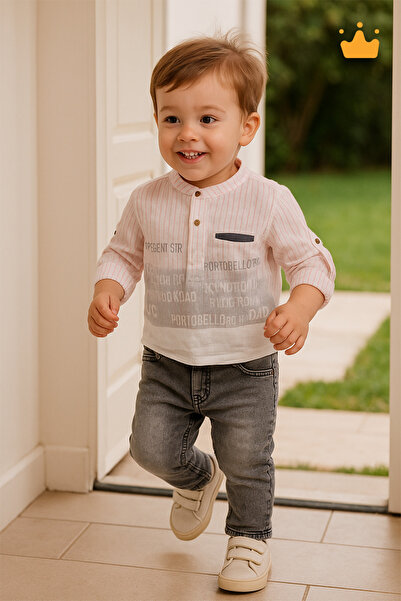 Babyhola %100 Pamuk Erkek Bebek Çocuk Gömlek Pantolon Yazlık Takım 2123