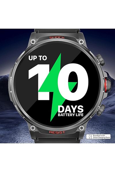 Promate Tough-Built Smartwatch with Round 1.85-Inch TFT Display, 100+ Sports Modes, Heart Rate Senso
