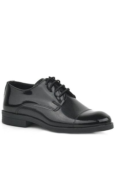 Rakerplus Black Patent Leather Lace-Up Oxford Children's Classic Shoes