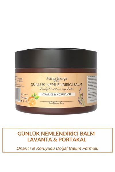 Minia Bahçe Bitki ve Sanat Atölyesi Daily Moisturizing Balm – Lavender & Orange Oil 100% Natural, Repairing and Protective, 50 ml