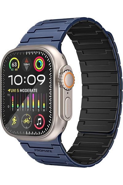 Promate Premium Magnetic Silicone Watch Band, Powerful N52+ Magnets, Scratch-Resistant UV-coated sil