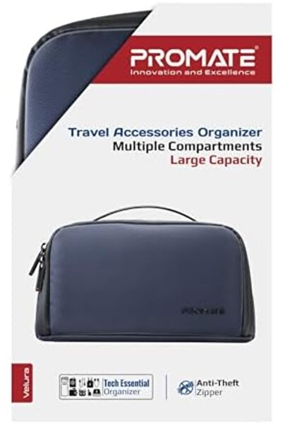 Promate Multi-Functional Large-Capacity Tech Accessory Pouch with Multiple Compartments