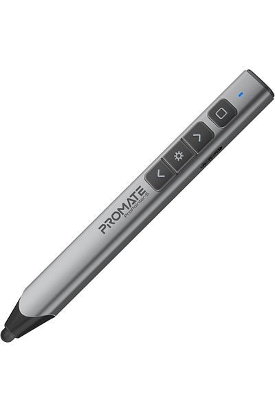 Promate 2-in-1 Wireless Presenter with Multifunctional Stylus, 2.4GHz RF Connectivity, Brilliant Gre