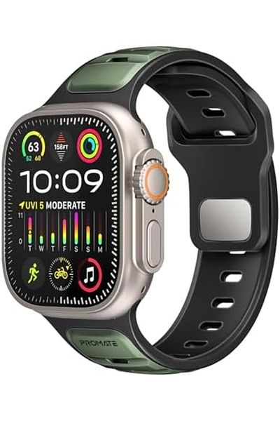 Promate Dual-Colour Apple Watch Band with Dust-Proof UV Treated Surface, Rust-Resistant Stainless-St