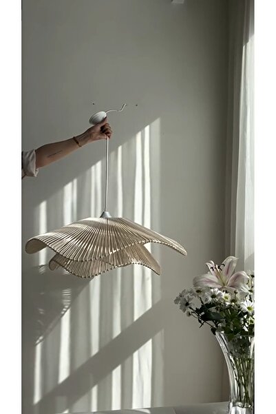 luminart LUMİNART Rustik Tarz Bohem avize Makrome avize Salon avize Yatak Odası Avize Rattan Avize