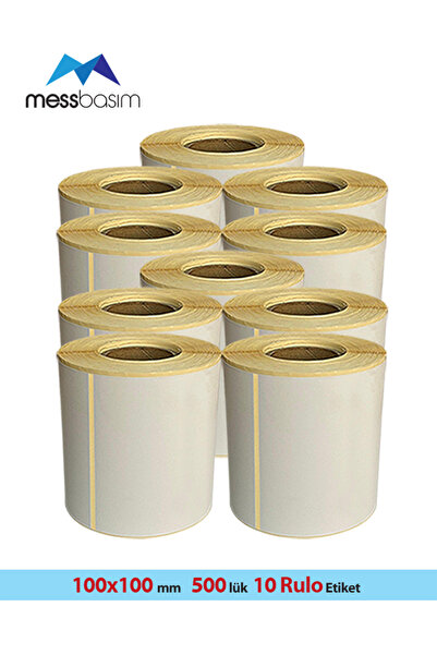Mess Zebra | 100x100 | Termal Barkod Koli Etiketi |10lu Fiyat | 1 Rulo 500'lü...