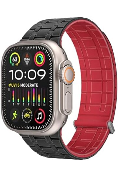 Promate Powerful N52+ Magnetic Apple Watch Band With Metal Safety Loop, Durable Silicone, Compatible