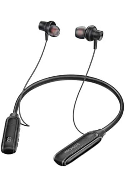 Promate Bluetooth Neckband Earphones, High-Fidelity Sweat-Proof In-Ear Neckband Earphones with Smart