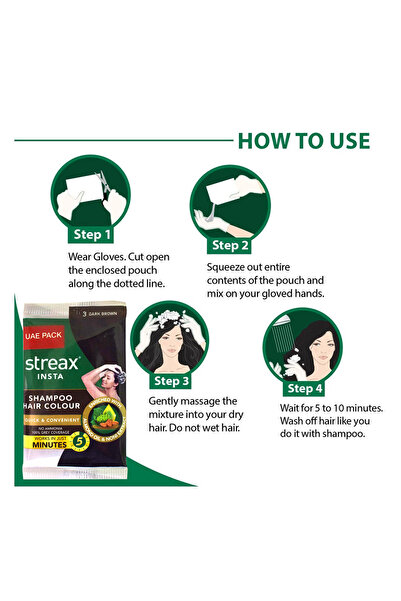 Streax Insta Shampoo Hair Colour 25 Ml - Dark Brown Sachet