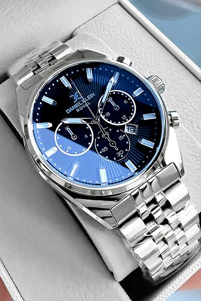 Daniel Klein Groom Men's Wristwatch Silver Color Steel Cord Bracelet Gift Dke2049C3