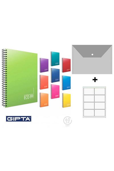 Gıpta Eco Pp 80 Yp. A4 Spiral Pp. Cover Notebook (5 Checkered 3 Lines = 8 Pieces) Gifted