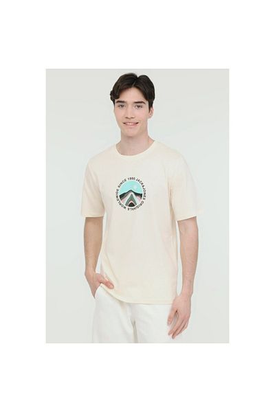 Jack & Jones Ανδρικό μπλουζάκι Jack&jones Lafayette 1 μπεζ με στρογγυλή λαιμόκοψη