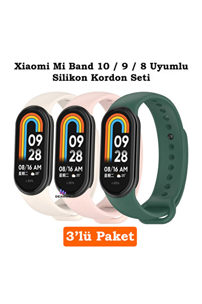 Dexmon Xiaomi Mi Band 8 Mi Band 9 Mi Band 10 Uyumlu 3lü Paket Silikon Kordon ...