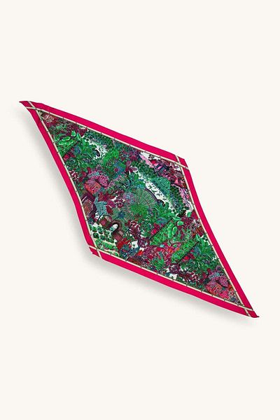 Marie Claire Forest Patterned Triangle Fuchsia Scarf