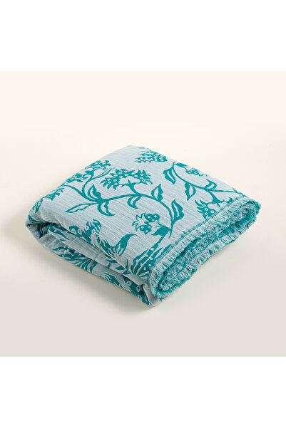 Zsa Zsa Zsu Costa Saçaklı Jakarlı Kıng Sıze Pamuk Yatak Örtüsü 260x240 Cm Yeşil