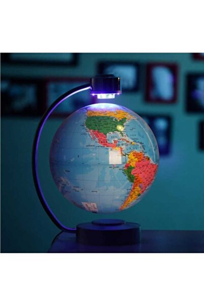 Menuzer Manyetik Levitasyon Küresi, Ev Ofis Dek. LED Işıklı Dönen Yüzen Dünya Haritası(Metal Dekoratif Süs)