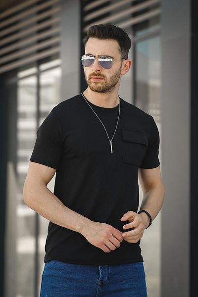 Oksit Ανδρικό μπλουζάκι Lycra Slim Fit Single Pocket με Δώρο κολιέ Mela