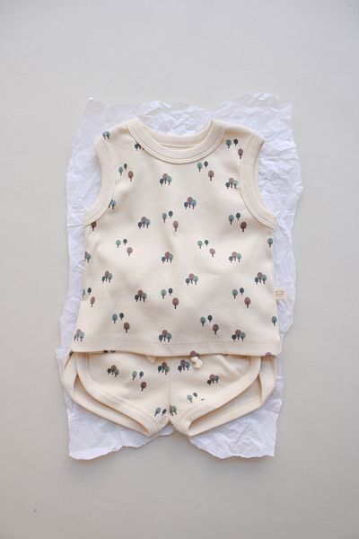 Oh La La Koala For Little Ones طقم شورت قصير بدون أكمام بطبعة شجرة